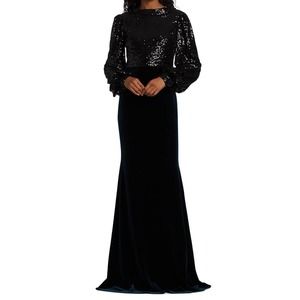 Badgley Mischka Sequin and Velvet Evening Gown NYE
